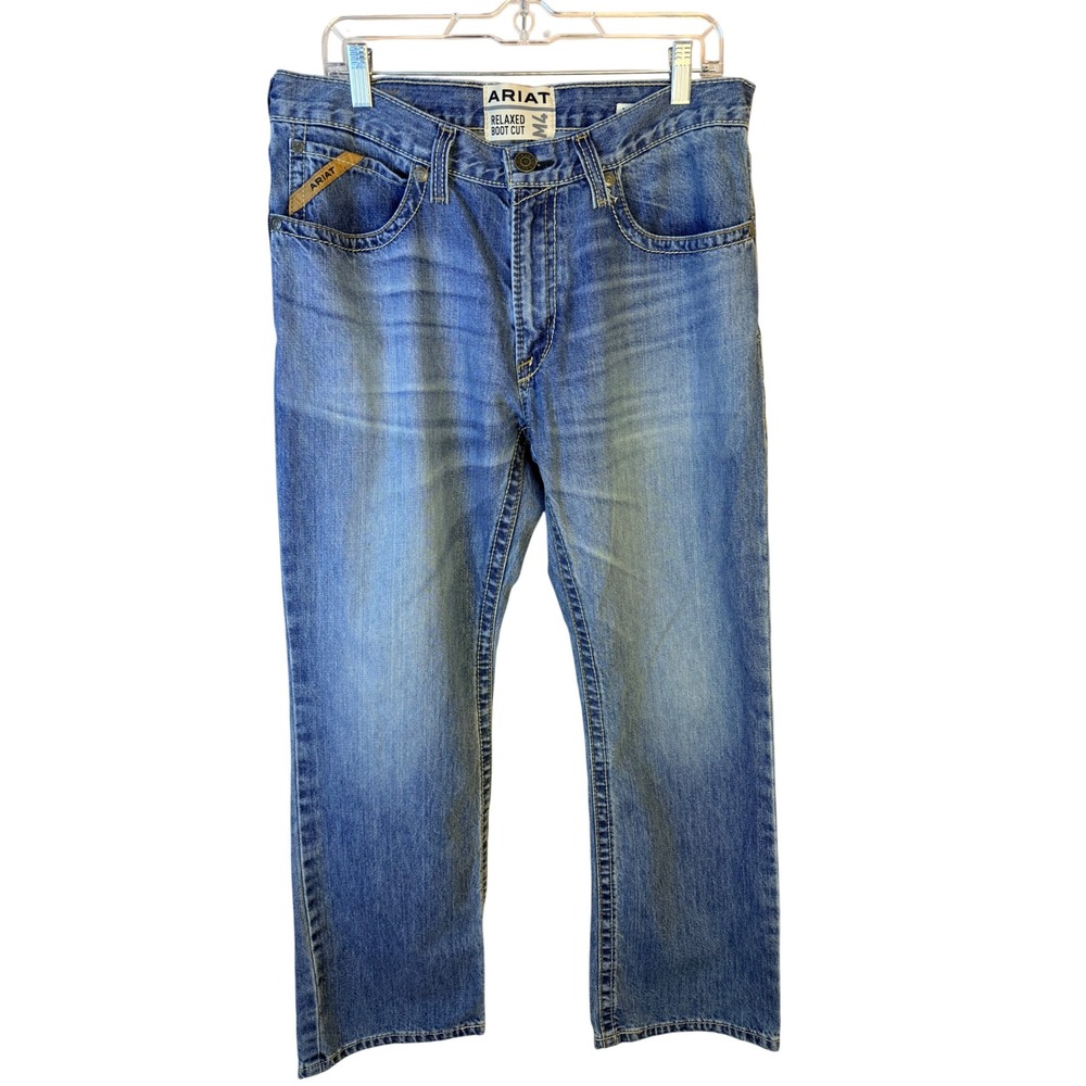 Ariat M4 Relaxed Boot Cut Jeans Mens 33x32 Medium Wash Blue Denim Western Work